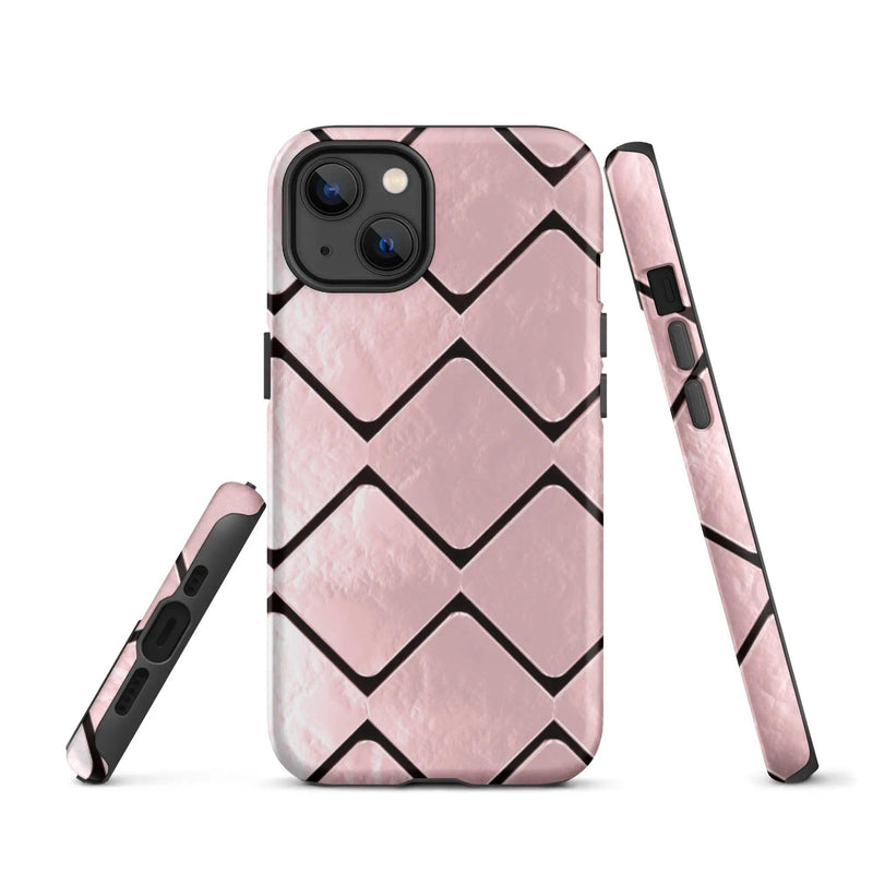 Load image into Gallery viewer, Metal Rose Gold Grid Double Layered Impact Resistant Tough iPhone Case 3D Wrap Matte or Glossy Finish CREATIVETECH