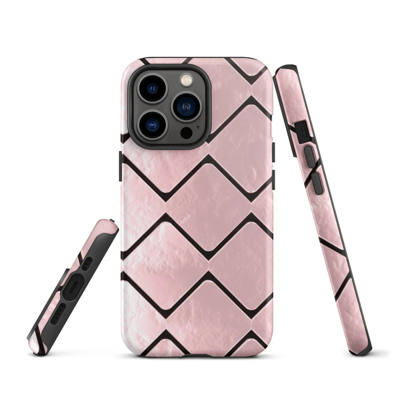 Load image into Gallery viewer, Metal Rose Gold Grid Double Layered Impact Resistant Tough iPhone Case 3D Wrap Matte or Glossy Finish CREATIVETECH