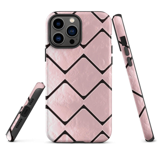 Metal Rose Gold Grid Double Layered Impact Resistant Tough iPhone Case 3D Wrap Matte or Glossy Finish CREATIVETECH