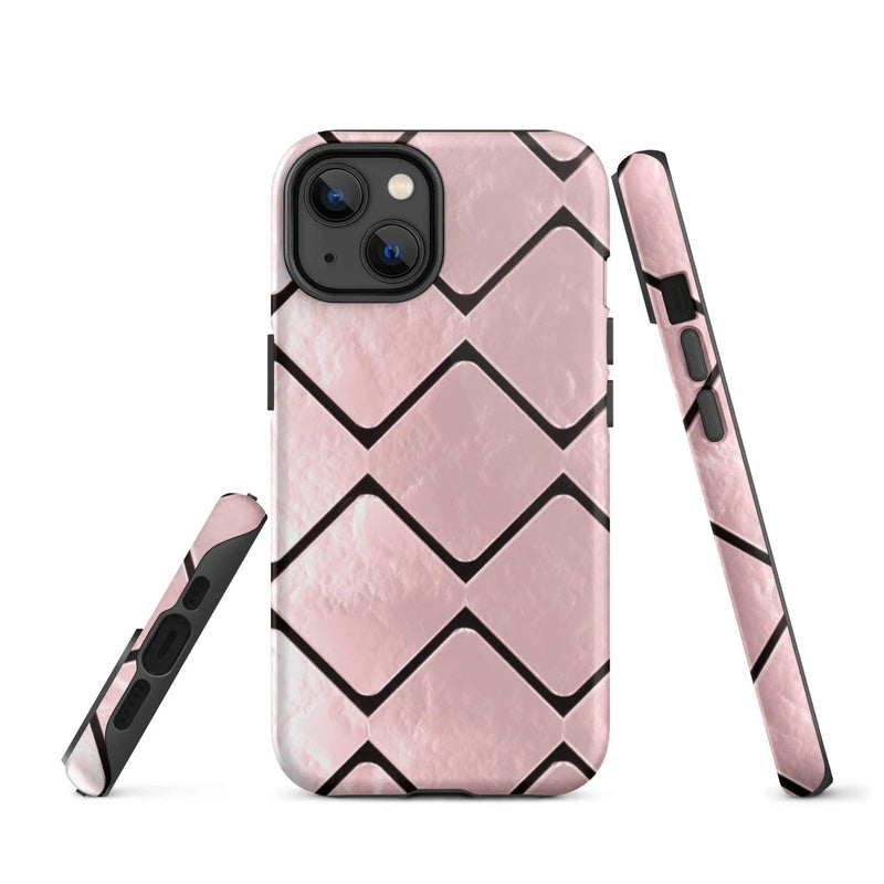Load image into Gallery viewer, Metal Rose Gold Grid Double Layered Impact Resistant Tough iPhone Case 3D Wrap Matte or Glossy Finish CREATIVETECH