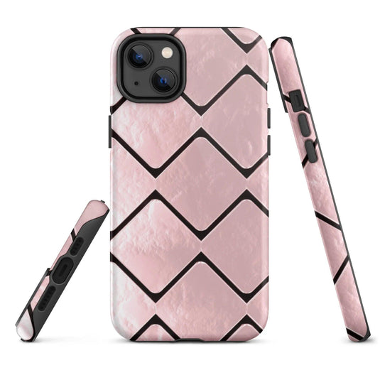 Metal Rose Gold Grid Double Layered Impact Resistant Tough iPhone Case 3D Wrap Matte or Glossy Finish CREATIVETECH