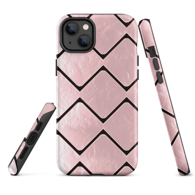 Load image into Gallery viewer, Metal Rose Gold Grid Double Layered Impact Resistant Tough iPhone Case 3D Wrap Matte or Glossy Finish CREATIVETECH