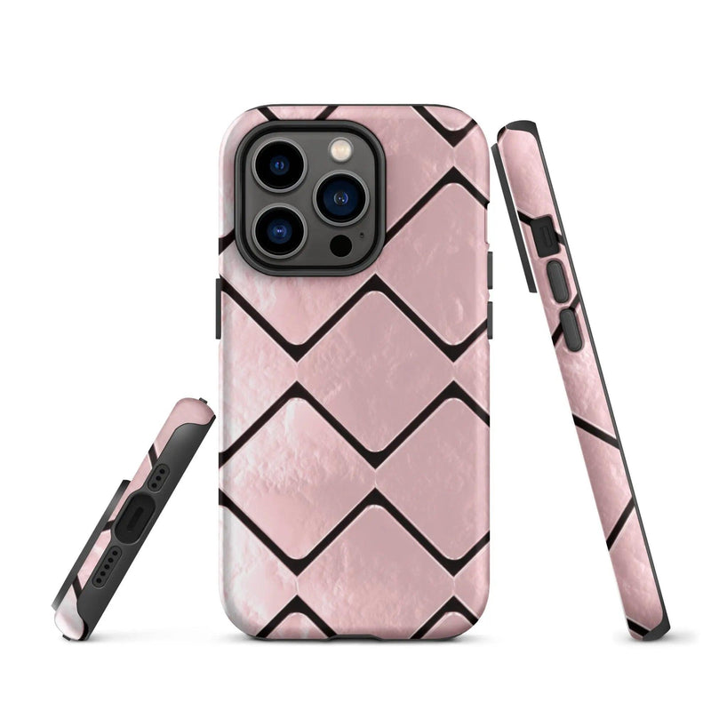 Load image into Gallery viewer, Metal Rose Gold Grid Double Layered Impact Resistant Tough iPhone Case 3D Wrap Matte or Glossy Finish CREATIVETECH
