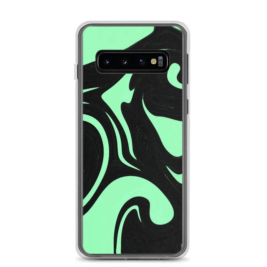 Mint Green Black Industrial Liquid Paint Style Flexible Clear Samsung Case Bump Resistant Corners CREATIVETECH