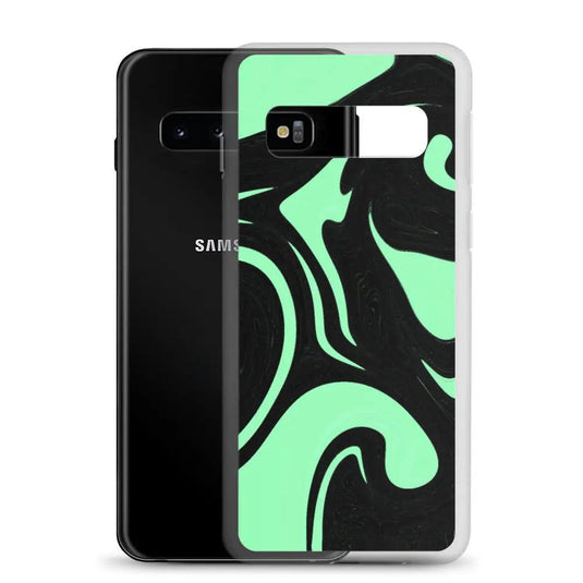 Mint Green Black Industrial Liquid Paint Style Flexible Clear Samsung Case Bump Resistant Corners CREATIVETECH