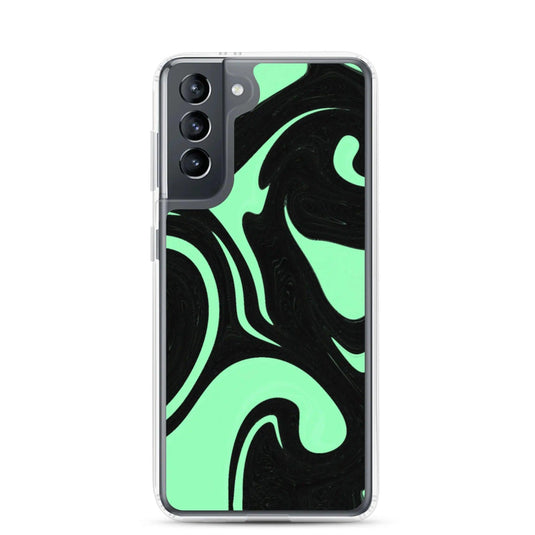 Mint Green Black Industrial Liquid Paint Style Flexible Clear Samsung Case Bump Resistant Corners CREATIVETECH