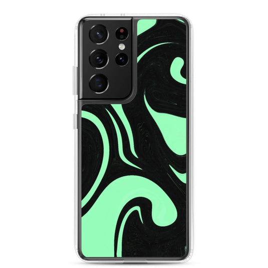 Mint Green Black Industrial Liquid Paint Style Flexible Clear Samsung Case Bump Resistant Corners CREATIVETECH