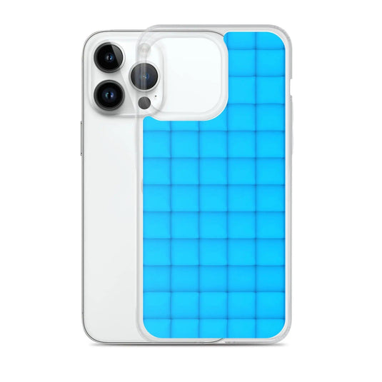 Neon Blue Cubic Style Squishy Flexible Clear iPhone Case Bump Resistant Corners CREATIVETECH