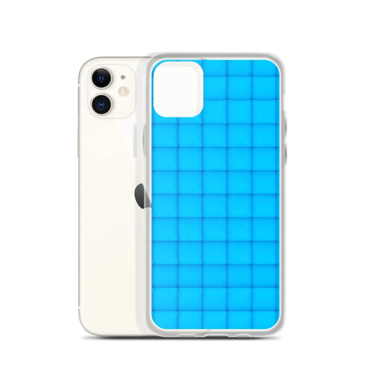 Neon Blue Cubic Style Squishy Flexible Clear iPhone Case Bump Resistant Corners CREATIVETECH