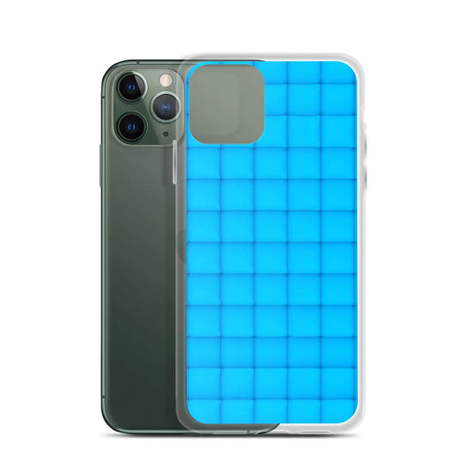 Neon Blue Cubic Style Squishy Flexible Clear iPhone Case Bump Resistant Corners CREATIVETECH