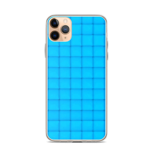 Neon Blue Cubic Style Squishy Flexible Clear iPhone Case Bump Resistant Corners CREATIVETECH