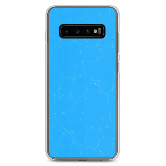 Neon Blue Cyber Polygon Flexible Clear Samsung Case Bump Resistant Corners CREATIVETECH