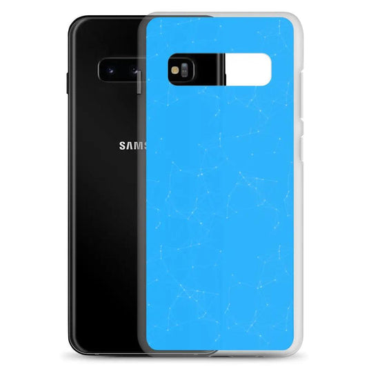 Neon Blue Cyber Polygon Flexible Clear Samsung Case Bump Resistant Corners CREATIVETECH