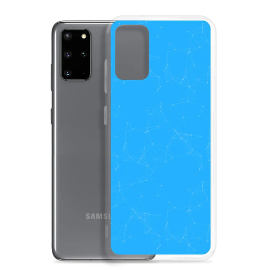 Neon Blue Cyber Polygon Flexible Clear Samsung Case Bump Resistant Corners CREATIVETECH