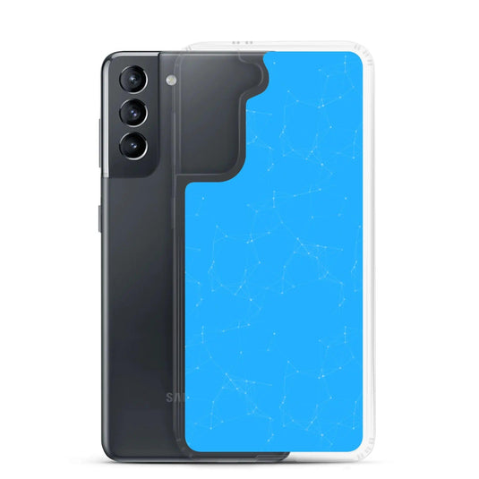 Neon Blue Cyber Polygon Flexible Clear Samsung Case Bump Resistant Corners CREATIVETECH