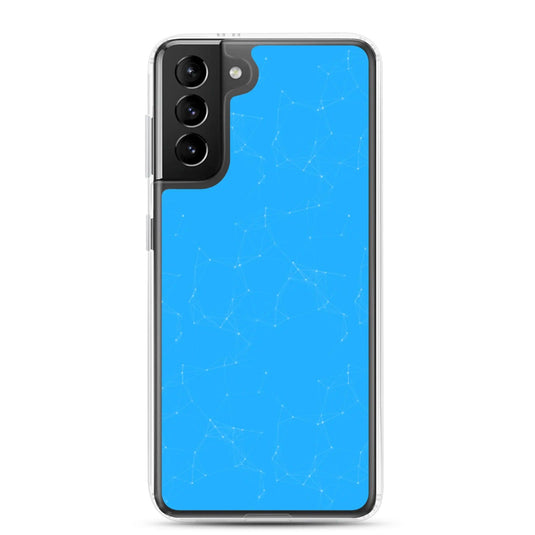 Neon Blue Cyber Polygon Flexible Clear Samsung Case Bump Resistant Corners CREATIVETECH