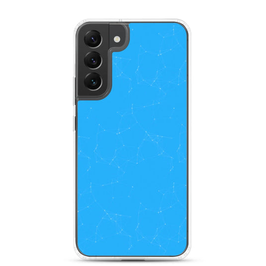 Neon Blue Cyber Polygon Flexible Clear Samsung Case Bump Resistant Corners CREATIVETECH