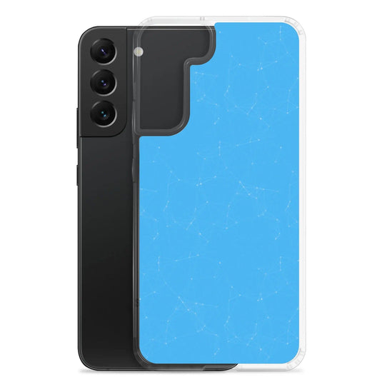 Neon Blue Cyber Polygon Flexible Clear Samsung Case Bump Resistant Corners CREATIVETECH