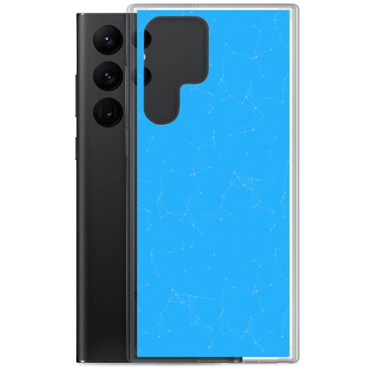 Neon Blue Cyber Polygon Flexible Clear Samsung Case Bump Resistant Corners CREATIVETECH