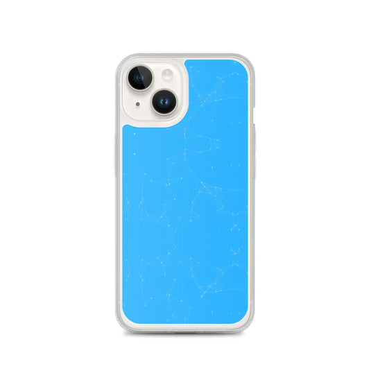 Neon Blue Cyber Polygon Flexible Clear iPhone Case Bump Resistant Corners CREATIVETECH