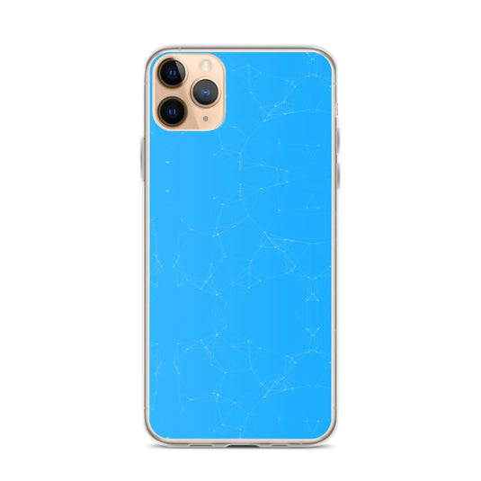 Neon Blue Cyber Polygon Flexible Clear iPhone Case Bump Resistant Corners CREATIVETECH