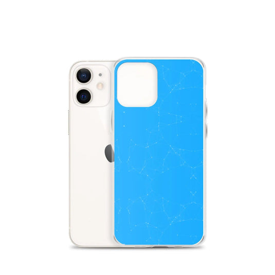 Neon Blue Cyber Polygon Flexible Clear iPhone Case Bump Resistant Corners CREATIVETECH