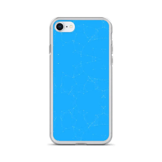 Neon Blue Cyber Polygon Flexible Clear iPhone Case Bump Resistant Corners CREATIVETECH