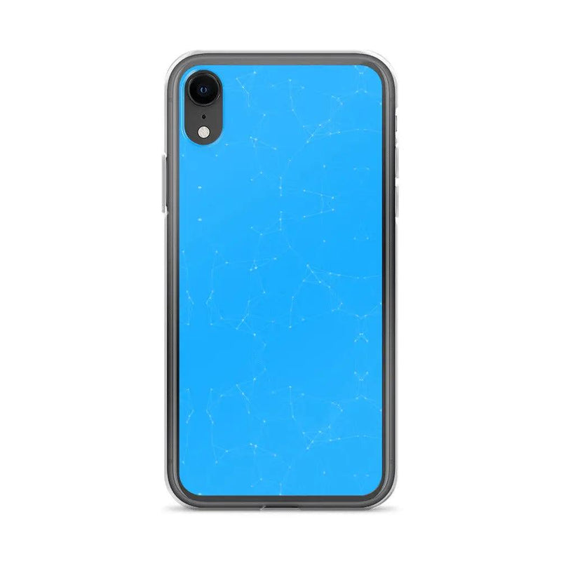 Load image into Gallery viewer, Neon Blue Cyber Polygon Flexible Clear iPhone Case Bump Resistant Corners CREATIVETECH