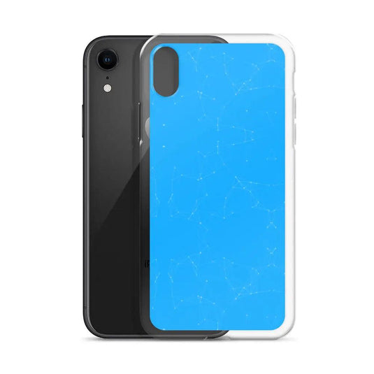 Neon Blue Cyber Polygon Flexible Clear iPhone Case Bump Resistant Corners CREATIVETECH