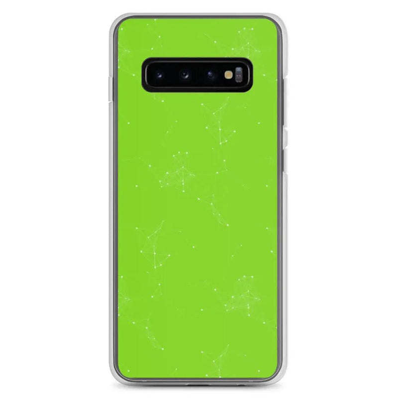Load image into Gallery viewer, Neon Green Cyber Polygon Flexible Clear Samsung Case Bump Resistant Corners CREATIVETECH