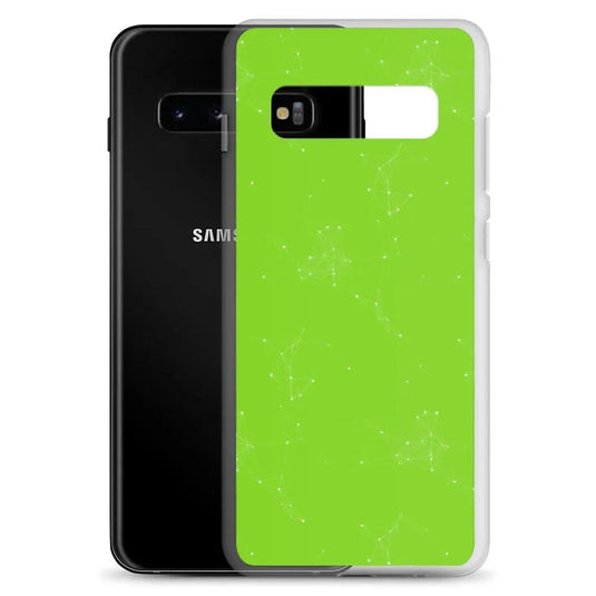 Neon Green Cyber Polygon Flexible Clear Samsung Case Bump Resistant Corners CREATIVETECH