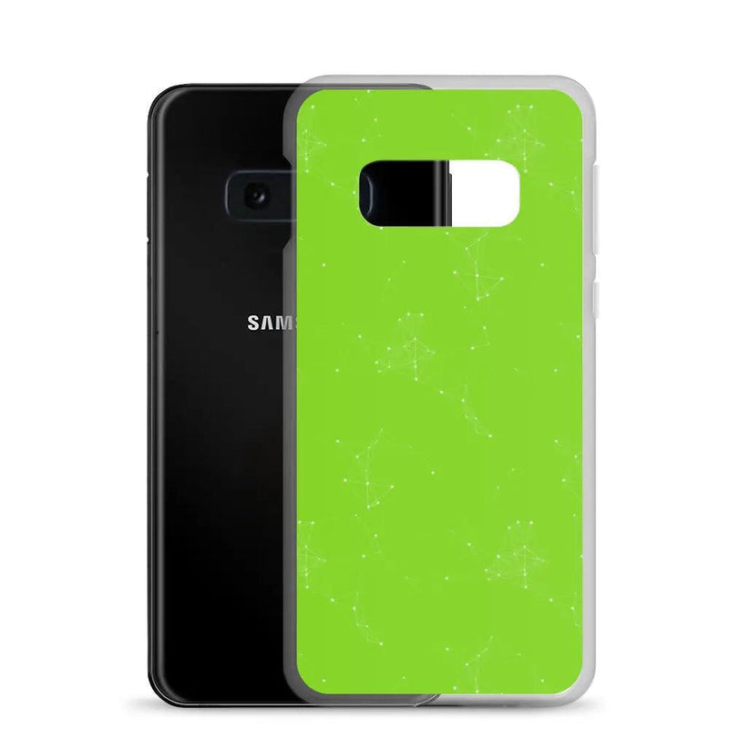 Load image into Gallery viewer, Neon Green Cyber Polygon Flexible Clear Samsung Case Bump Resistant Corners CREATIVETECH