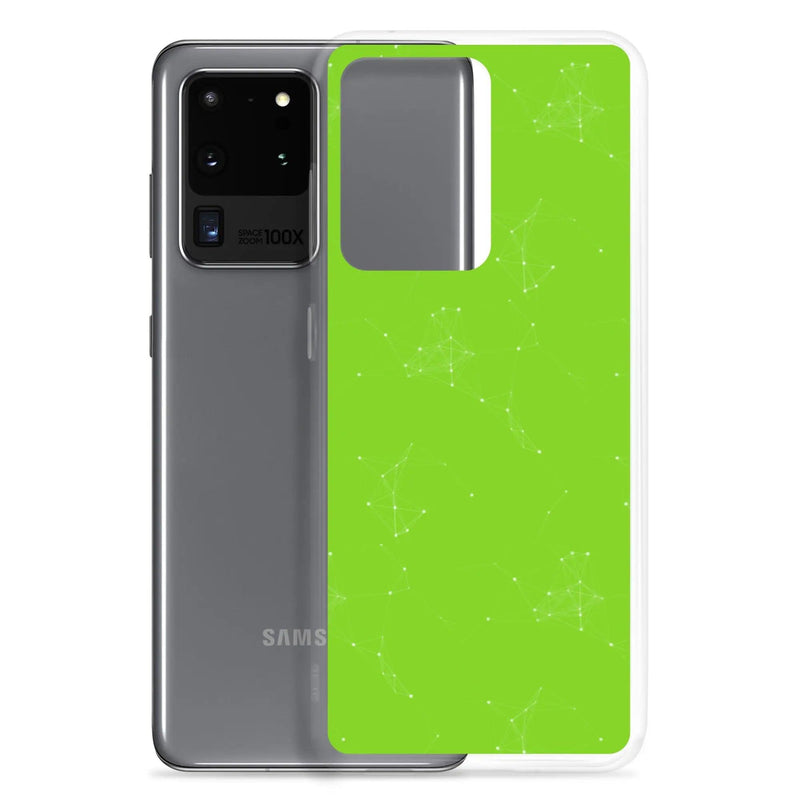 Load image into Gallery viewer, Neon Green Cyber Polygon Flexible Clear Samsung Case Bump Resistant Corners CREATIVETECH
