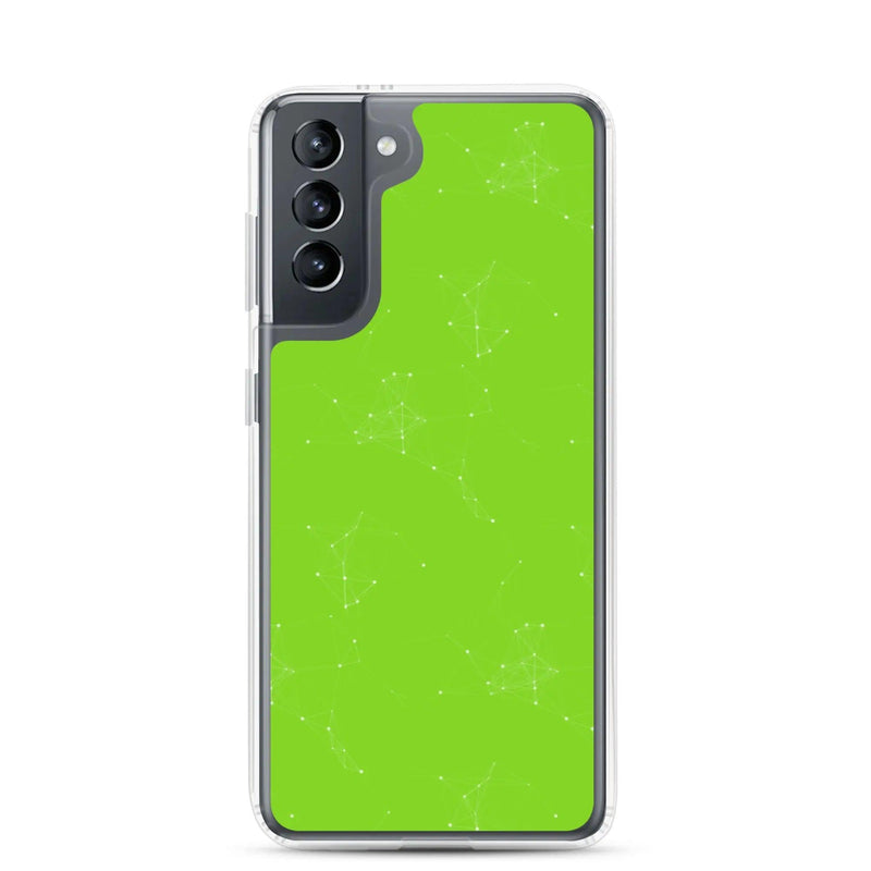 Load image into Gallery viewer, Neon Green Cyber Polygon Flexible Clear Samsung Case Bump Resistant Corners CREATIVETECH