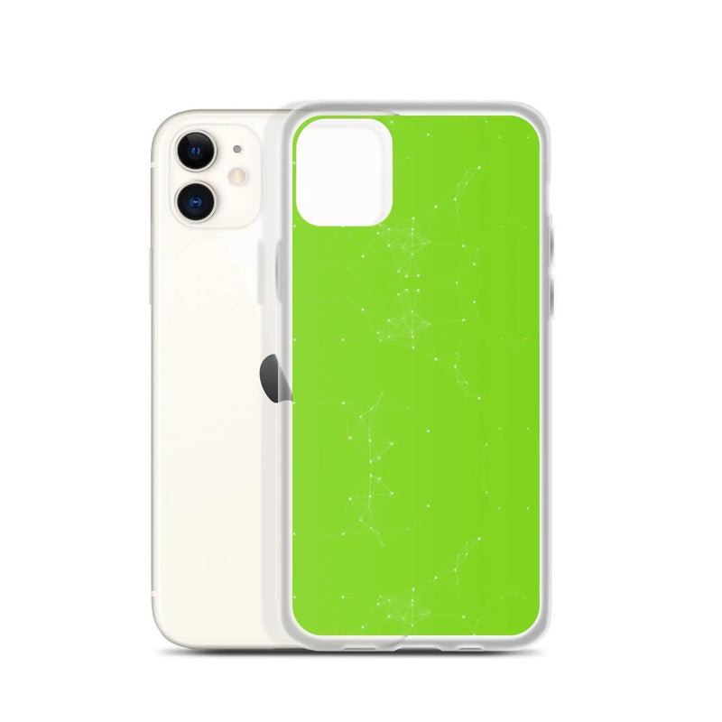 Load image into Gallery viewer, Neon Green White Cyber Polygon Flexible Clear iPhone Case Bump Resistant Corners CREATIVETECH