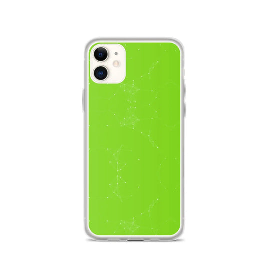 Neon Green White Cyber Polygon Flexible Clear iPhone Case Bump Resistant Corners CREATIVETECH