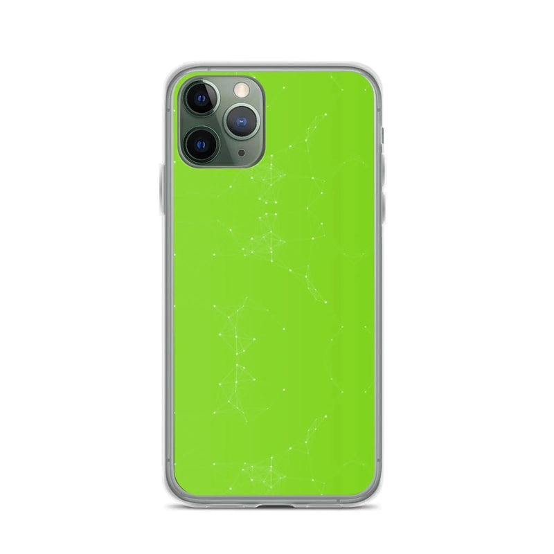 Load image into Gallery viewer, Neon Green White Cyber Polygon Flexible Clear iPhone Case Bump Resistant Corners CREATIVETECH