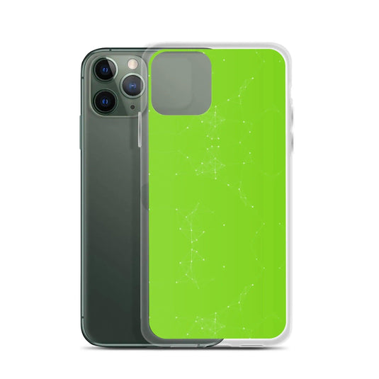 Neon Green White Cyber Polygon Flexible Clear iPhone Case Bump Resistant Corners CREATIVETECH