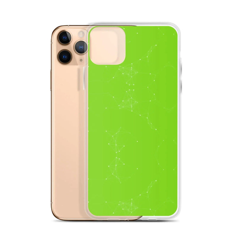 Load image into Gallery viewer, Neon Green White Cyber Polygon Flexible Clear iPhone Case Bump Resistant Corners CREATIVETECH