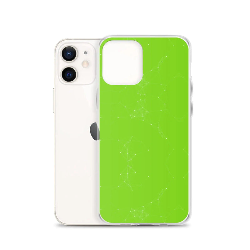 Load image into Gallery viewer, Neon Green White Cyber Polygon Flexible Clear iPhone Case Bump Resistant Corners CREATIVETECH