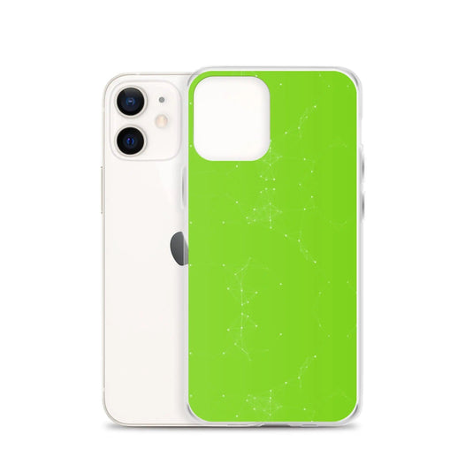 Neon Green White Cyber Polygon Flexible Clear iPhone Case Bump Resistant Corners CREATIVETECH