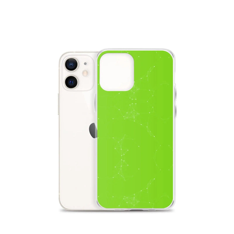 Load image into Gallery viewer, Neon Green White Cyber Polygon Flexible Clear iPhone Case Bump Resistant Corners CREATIVETECH