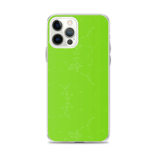 Neon Green White Cyber Polygon Flexible Clear iPhone Case Bump Resistant Corners CREATIVETECH