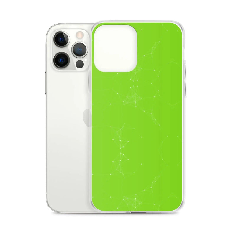 Load image into Gallery viewer, Neon Green White Cyber Polygon Flexible Clear iPhone Case Bump Resistant Corners CREATIVETECH