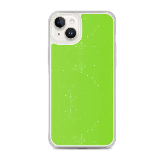 Neon Green White Cyber Polygon Flexible Clear iPhone Case Bump Resistant Corners CREATIVETECH