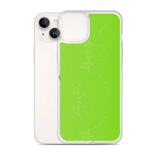 Neon Green White Cyber Polygon Flexible Clear iPhone Case Bump Resistant Corners CREATIVETECH