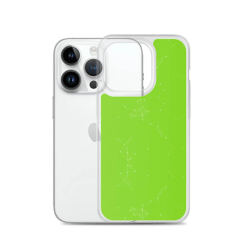 Load image into Gallery viewer, Neon Green White Cyber Polygon Flexible Clear iPhone Case Bump Resistant Corners CREATIVETECH