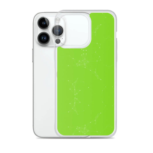 Neon Green White Cyber Polygon Flexible Clear iPhone Case Bump Resistant Corners CREATIVETECH