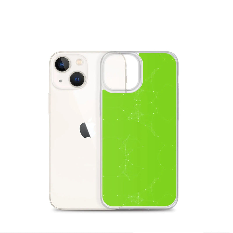 Load image into Gallery viewer, Neon Green White Cyber Polygon Flexible Clear iPhone Case Bump Resistant Corners CREATIVETECH