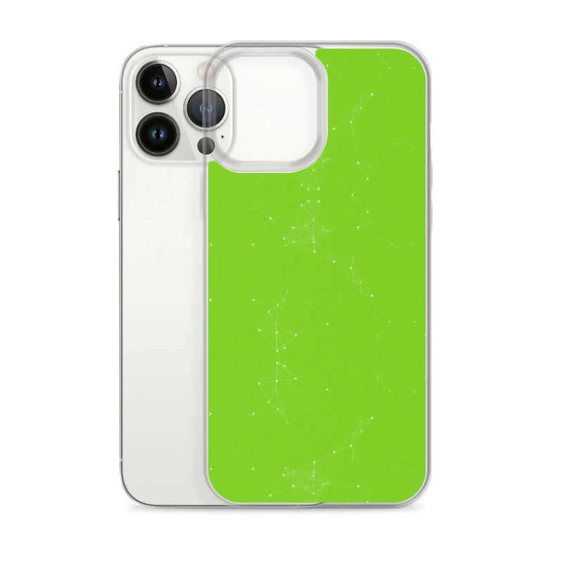 Load image into Gallery viewer, Neon Green White Cyber Polygon Flexible Clear iPhone Case Bump Resistant Corners CREATIVETECH